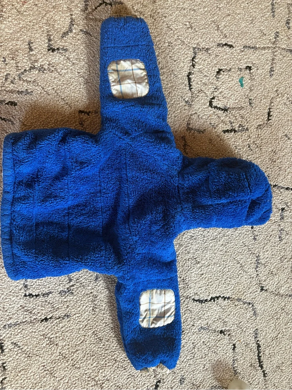 Patagonia Kids Plaid Puffer reversible Jacket with Blue Fleece Hood 2t
